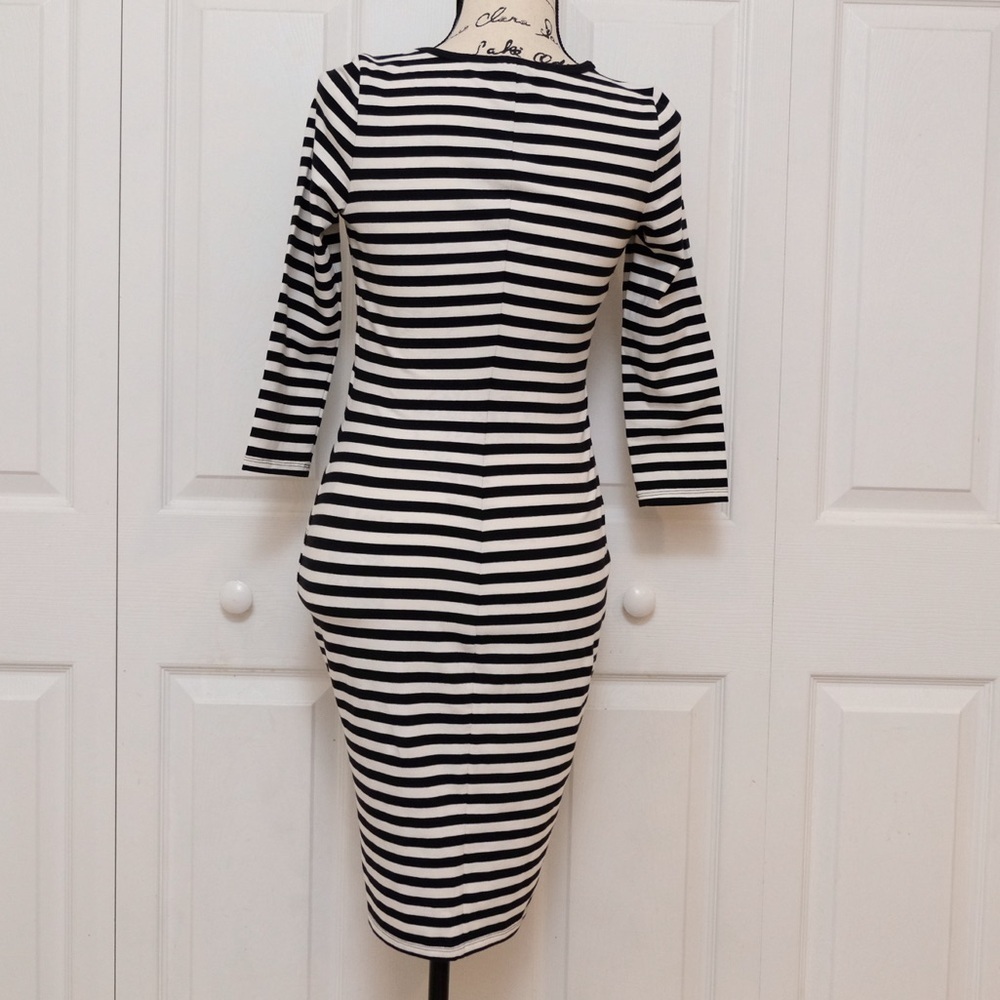 Express Midi Black & White Stipped dress Sailor chic Nautical aesthetic - Picture 3 of 7